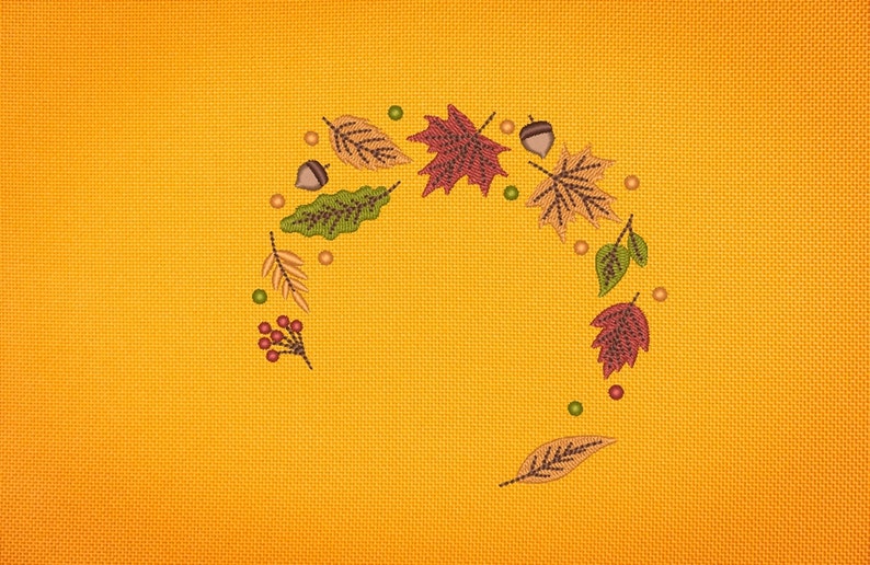Fall Monogram Machine Embroidery Design Autumn Leaves | Etsy