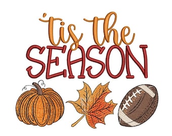 Tis the Season Embroidery Design Football Pumpkin Fall Machine Embroidery File Autumn Embroidery Design 4x4 5x7 6x10 Instant Download