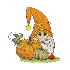 Fall Gnome Embroidery Design, 5 sizes, Instant Download