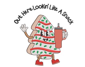 Christmas Tree Cake Embroidery Design, Tis The Season Machine Embroidery Design, 3 sizes