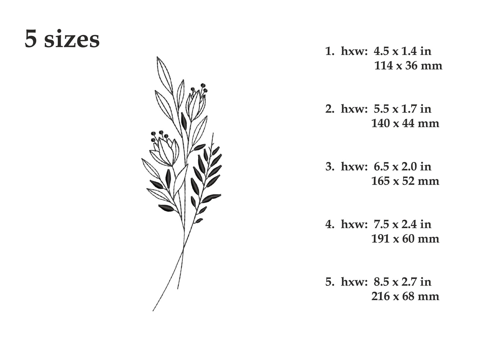 Flower Machine Embroidery Design 5 Sizes Instant Download Etsy UK