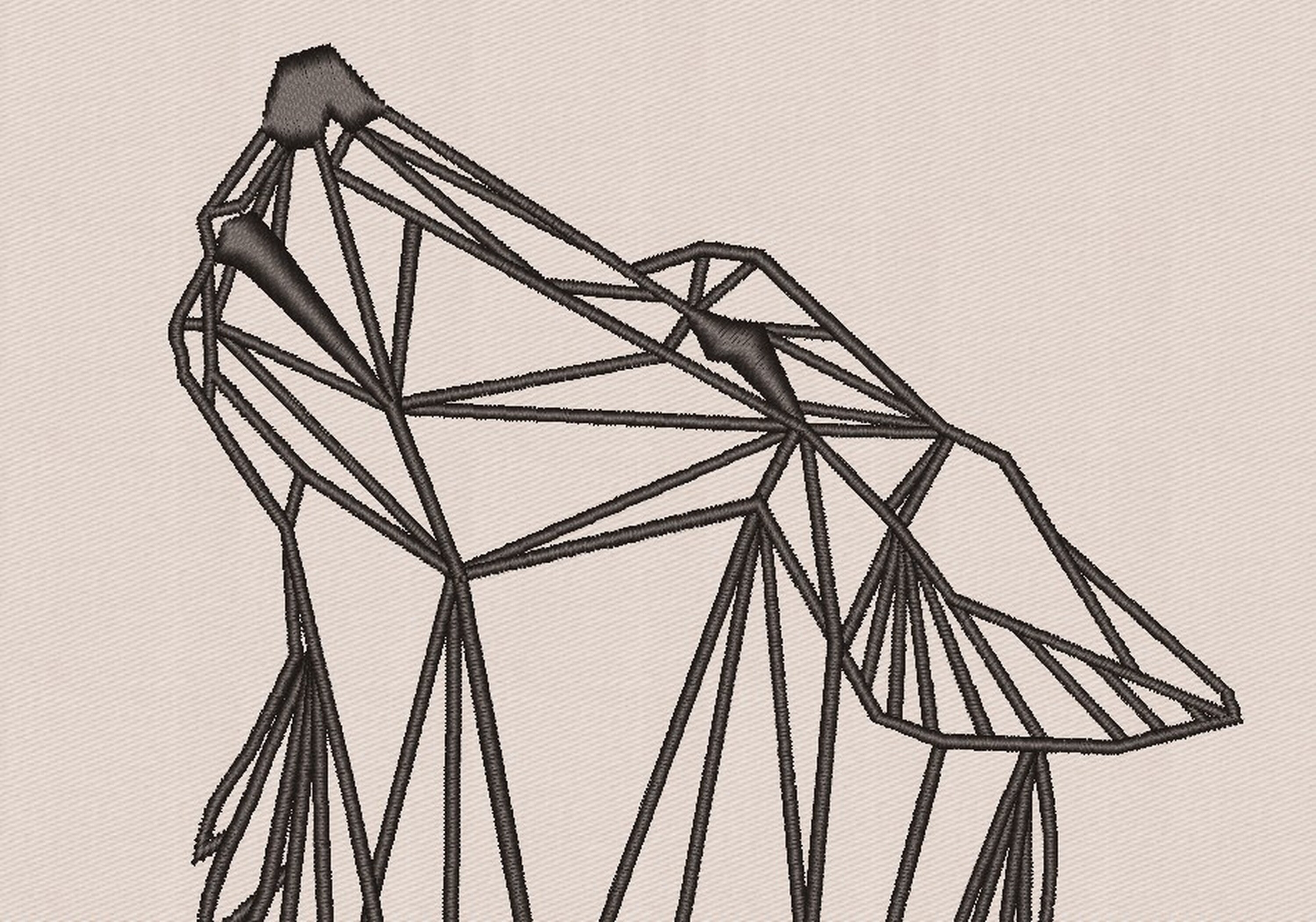 Geometric wolf head embroidery design 4 sizes instant  etsy