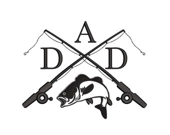 Dad Machine Embroidery Design, Fishing Embroidery Design, 3 sizes, Instant download