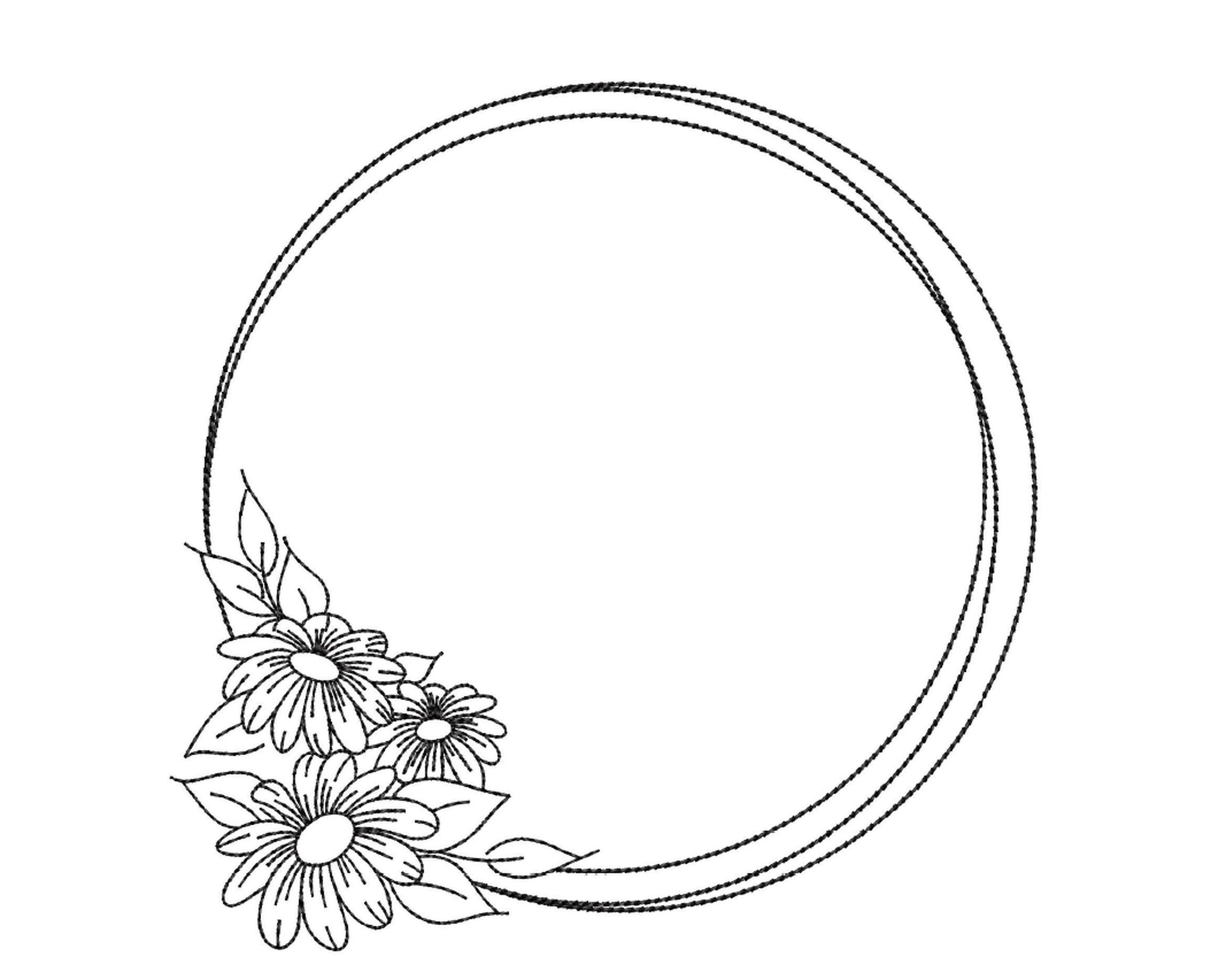 Daisy Monogram Wreath Machine Embroidery Design 6 sizes Etsy