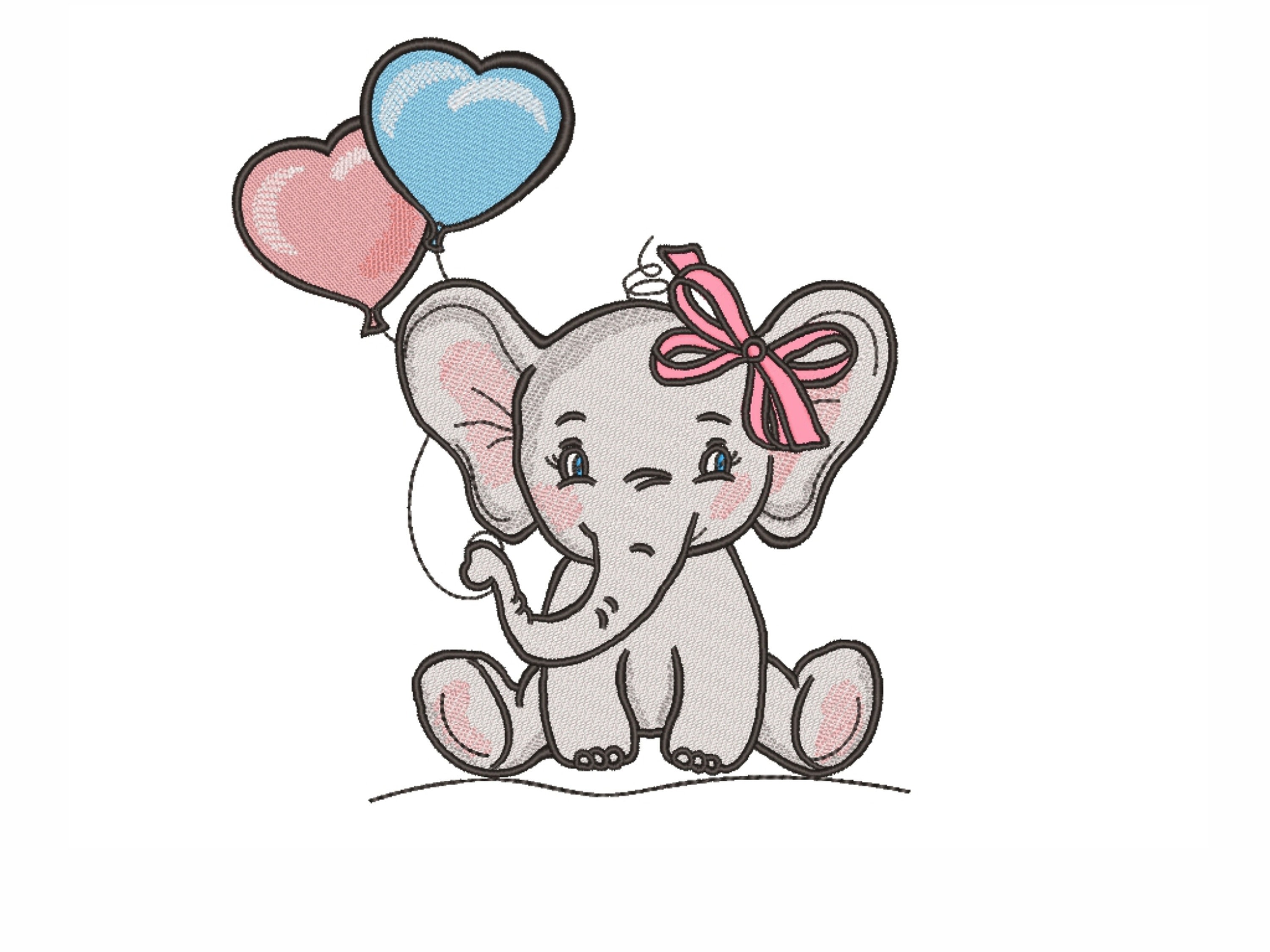 Elephant Embroidery Design 3 sizes Instant Download Etsy