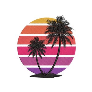 Palm Tree Embroidery Design, Summer Beach Embroidery Design, 3 sizes, Instant Download