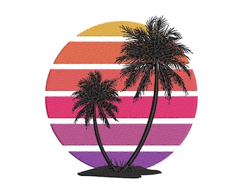 Palme Stickerei, Sommer Strand Stickerei, 3 Größen, Stickdatei, Instant Download