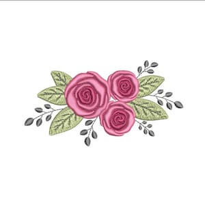 バラの刺繍デザイン、3サイズ、即時ダウンロード
