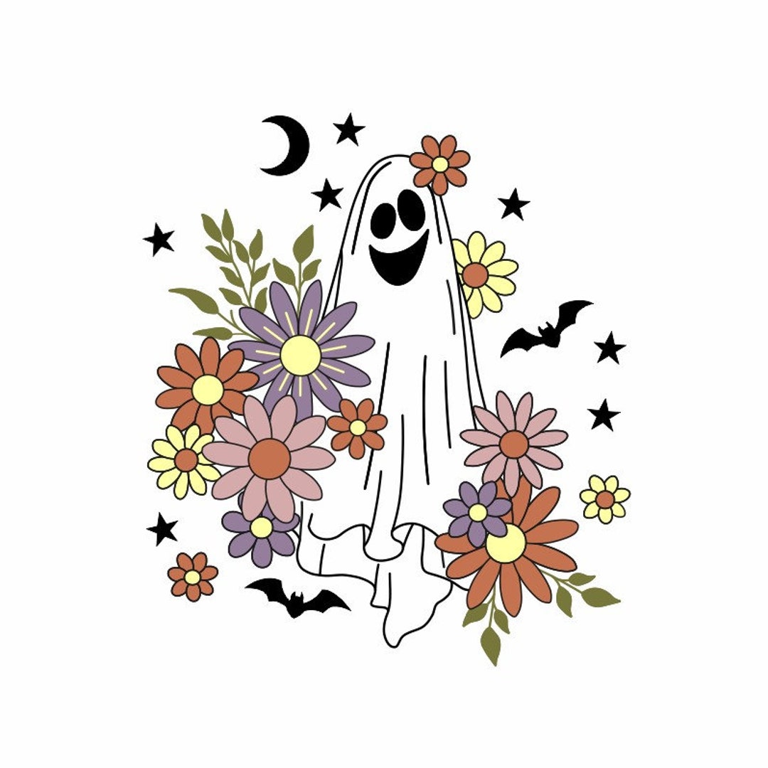 Floral Ghost PNG Halloween Ghost PNG Stay Spooky PNG Ghost Clipart ...