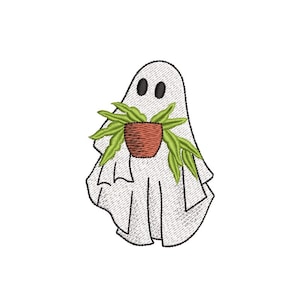 Floral Ghost Embroidery Design, Halloween Ghost Embroidery Design, 6 sizes, Instant Download