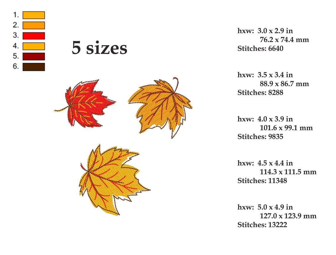 Maple Leaves Machine Embroidery Design Autumn Fall Leaf Embroidery File ...