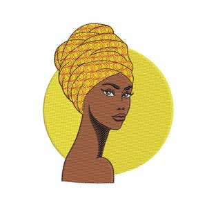 African Woman Embroidery Design, 5 sizes, Instant Download