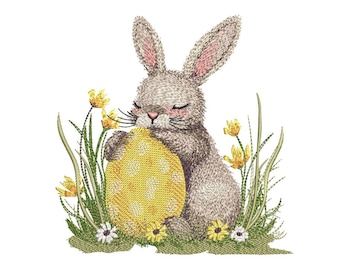 Easter Bunny, Easter Egg Embroidery Design, 3 sizes, Instant Download