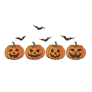 Pumpkins Embroidery Design, Autumn Embroidery File, Halloween Pumpkin Machine Embroidery Design, 3 sizes, Instant Download