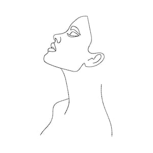 Woman Embroidery Design One Line Art Machine Embroidery File Minimalist Line Drawing 4x4 5x7 6x10 Hoop Sizes Instant Download