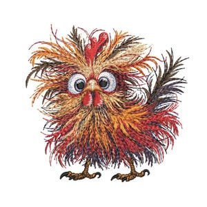 Crazy Chicken Embroidery Design, Cute Chicken Machine Embroidery File, 3 sizes, Instant Download