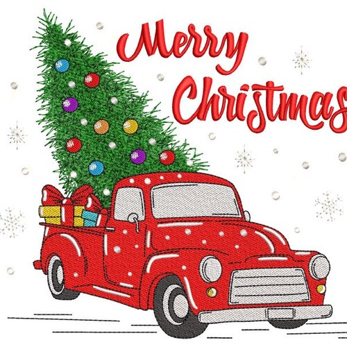 Christmas Tree Truck Embroidery Design Machine Embroidery Etsy