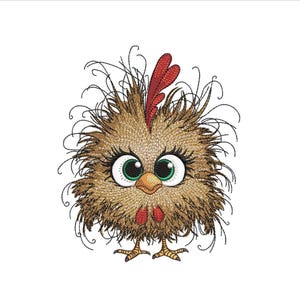 Cute Chicken Embroidery Design, Funny Hen Machine Embroidery File, 3 sizes, Instant Download
