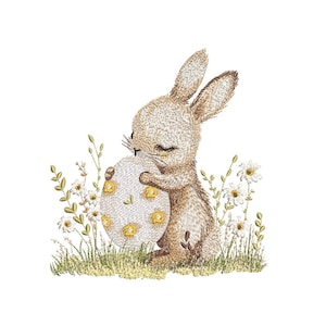 Lindo diseño de bordado de conejito de Pascua, 3 tamaños, Descarga instantánea