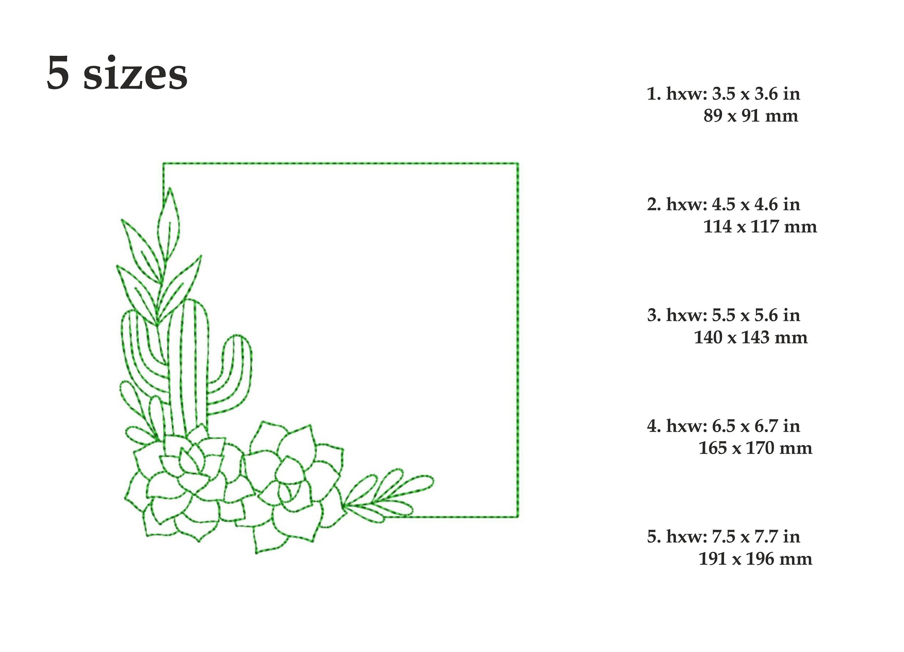 Cactus frame embroidery design 5 sizes instant download  etsy