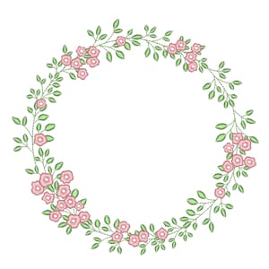 Flower Wreath Embroidery Design,  6 sizes, Instant Download