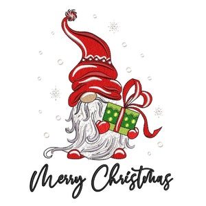 Merry Christmas Wichtel Stickdatei, 5 Größen, Sofort Download