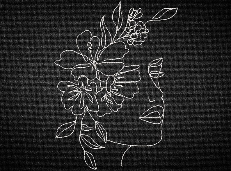 Woman In The Flower Circle Embroidery