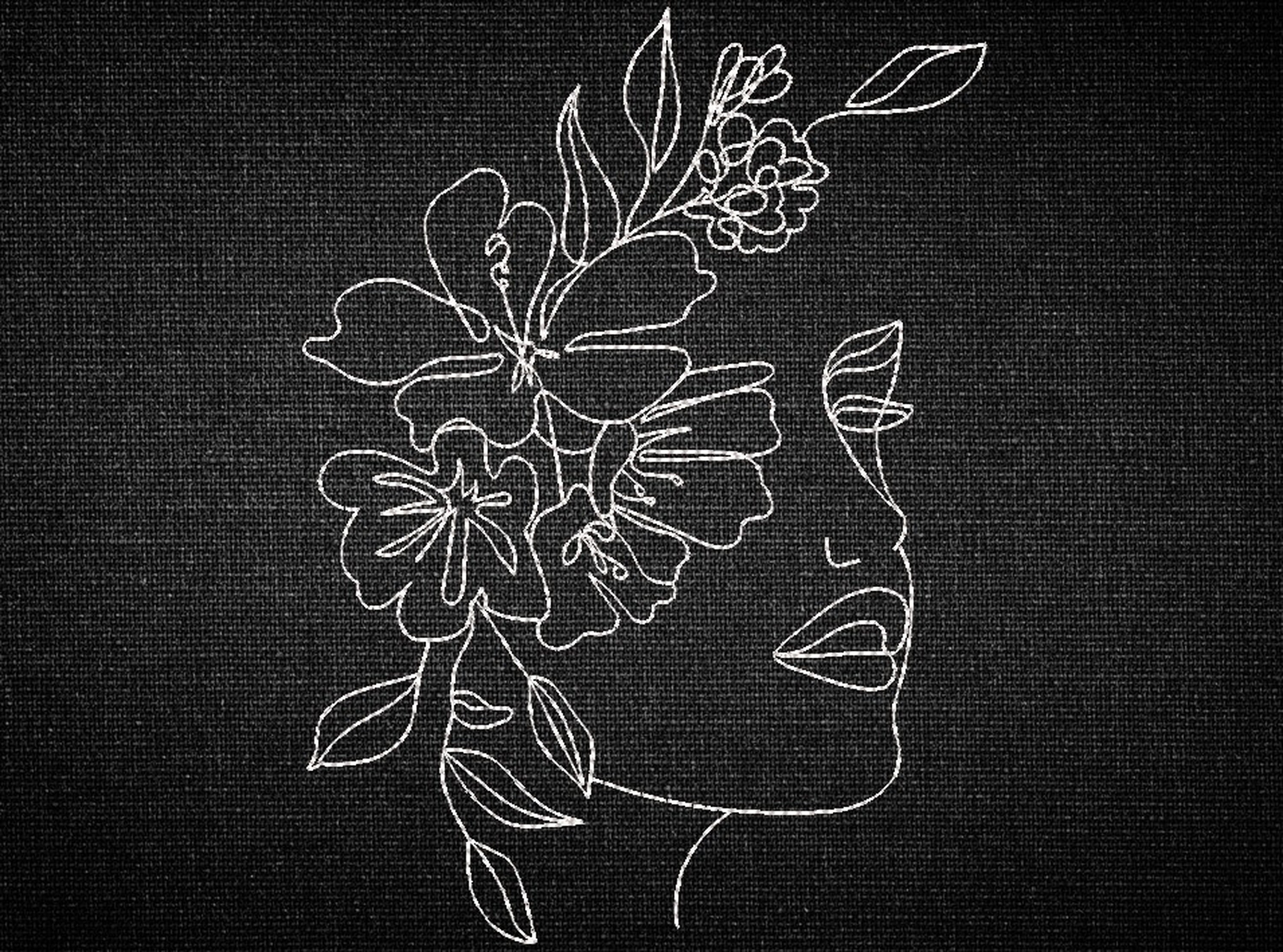 Woman with flowers embroidery design machine embroidery  etsy