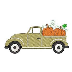 Autumn Truck Embroidery Design Fall Machine Embroidery File Vintage Pickup with Pumpkins for 4x4 5x7 6x10 Hoop Thanksgiving Instant Download