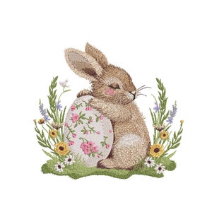 Cute Easter Bunny Embroidery Design, 3 sizes, Instant Download