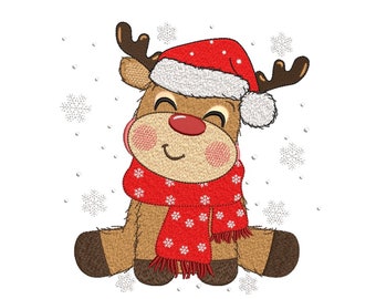 Christmas Reindeer Embroidery Design, 4 sizes, instant Download