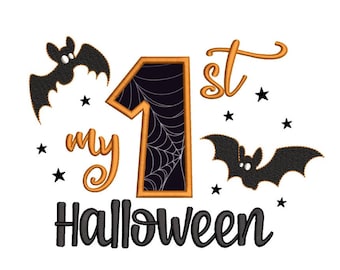 My First Halloween Applique Embroidery Design Cute Baby Halloween Machine Embroidery File For 4x4 5x7 Hoops Holiday Stitch Pattern