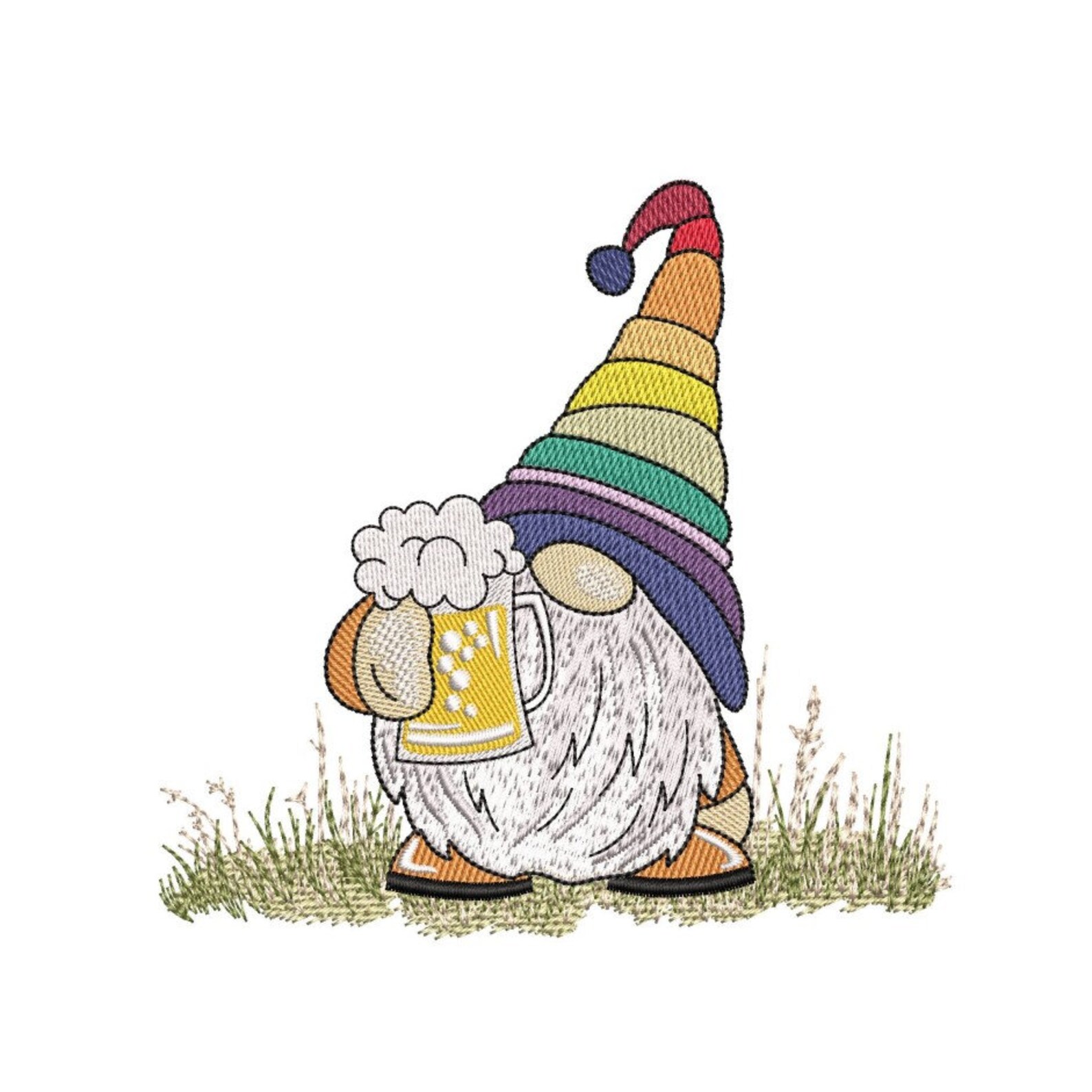 Beer Drinking Gnome Embroidery Design, 3 Sizes, Instant Download - Etsy
