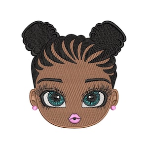Black Girl Embroidery Design, 4 sizes, Instant download