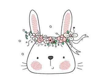 Bunny Embroidery Design, Easter Embroidery File, 4 sizes, Instant Download