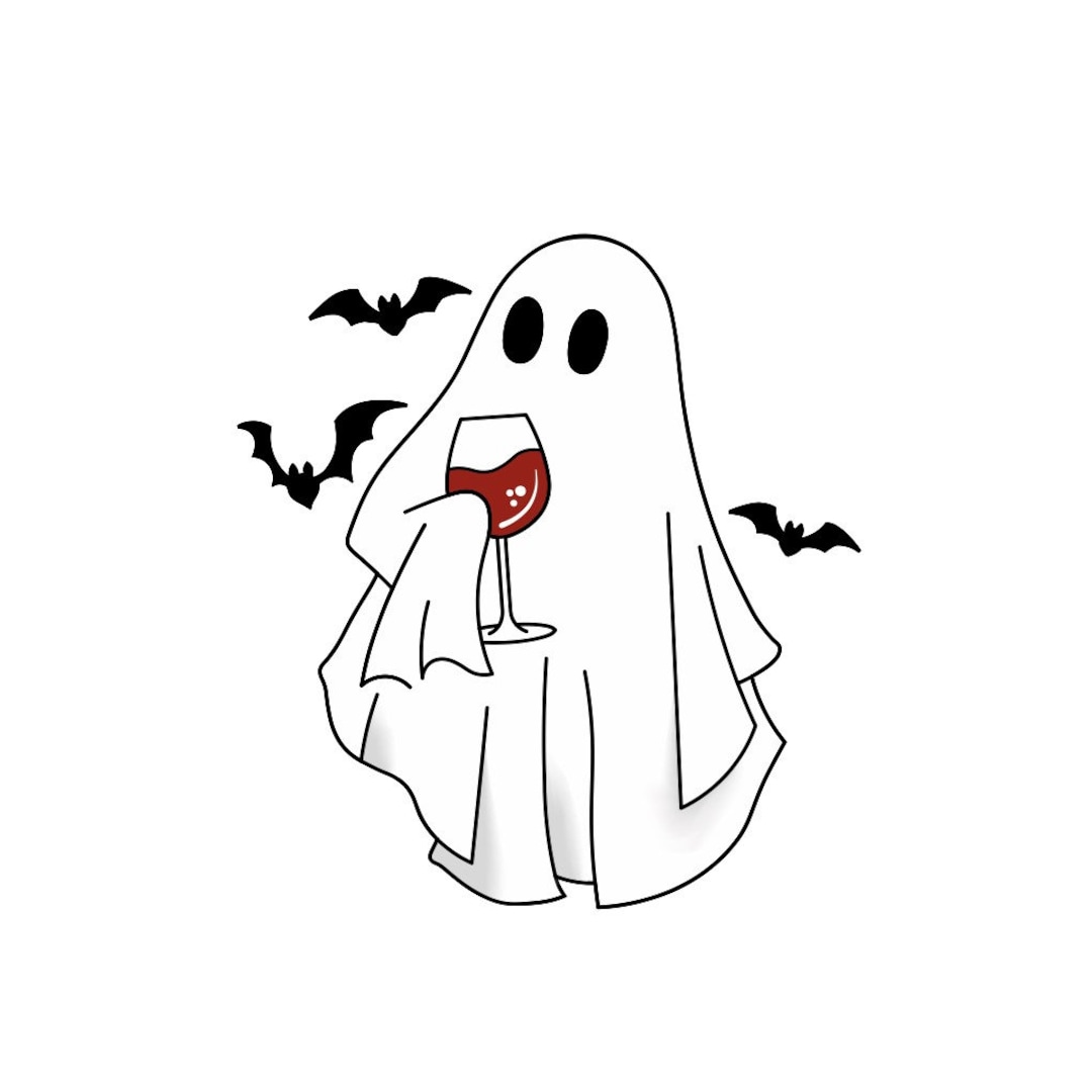 Ghost With Glass of Wine Png, Halloween Ghost Png, Halloween Ghost Png