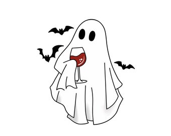 Ghost With Glass Of Wine Png Halloween Ghost Clipart Ghost Png Spooky Season Sublimation Design Funny Halloween Png Instant Download