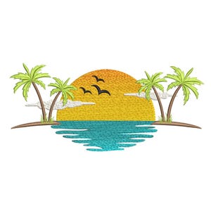 Palm Tree Embroidery Design, Summer Beach Embroidery Design, 6 sizes, Instant Download