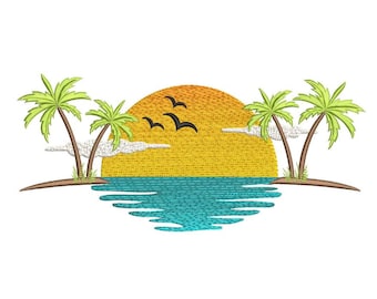Palme Stickerei, Sommer Strand Stickerei, 6 Größen, Instant Download