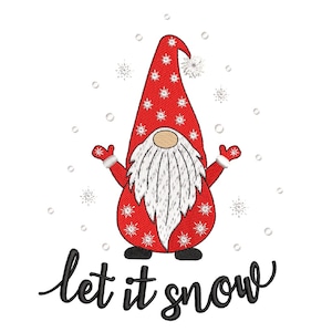 Weihnachten Wichtel Stickdatei, Let it snow Maschinenstickerei, 3 Größen, Instant Download