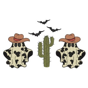 Halloween Cow Embroidery Design Halloween Western Cowboy Embroidery File for 5x7 6x10 hoops Funny Spooky Fall Machine File Instant Download