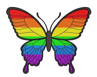Pride Butterfly Embroidery Design, 4 sizes, Instant Download