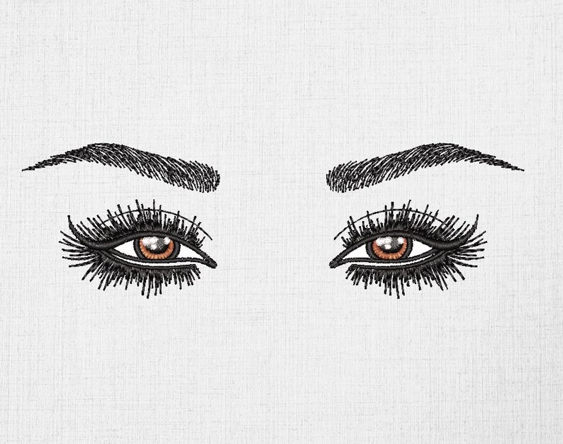 Eyes embroidery design Eyelashes embroidery design Machine Etsy