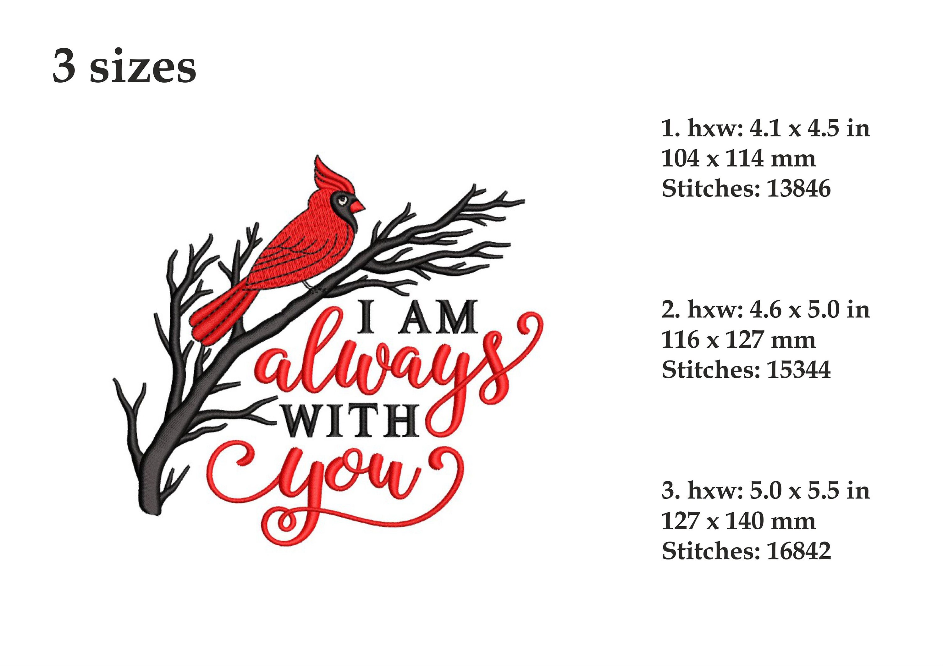 Cardinal Embroidery Design, Remembrance Embroidery File, 3 Sizes ...