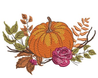 Fall Pumpkin Embroidery Design Autumn Embroidery File Thanksgiving Pumpkin Machine Embroidery Design 5х7 6х10 Hoops for Instant Download