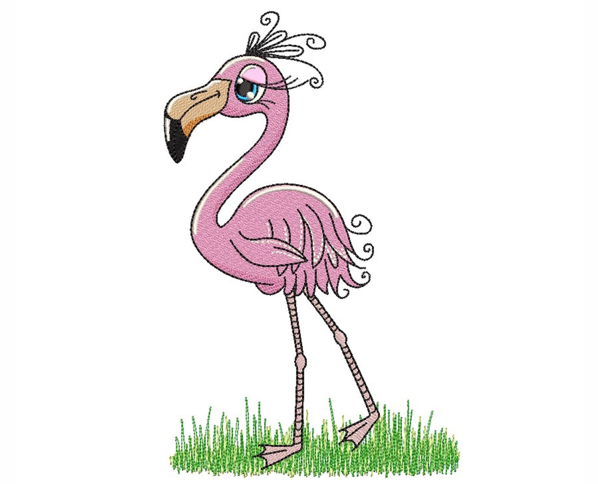 Flamingo Embroidery Design 4 Sizes Instant Download - Etsy