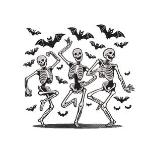 Dancing Skeletons Embroidery Design, Halloween Embroidery Design, 4 sizes, Instant Download