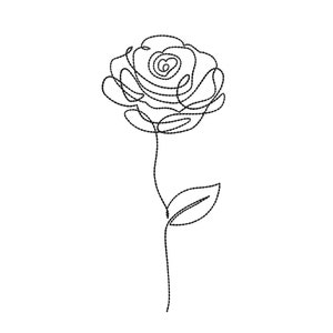 One Line Rose Machine Embroidery Design, 5 sizes, Instant Download