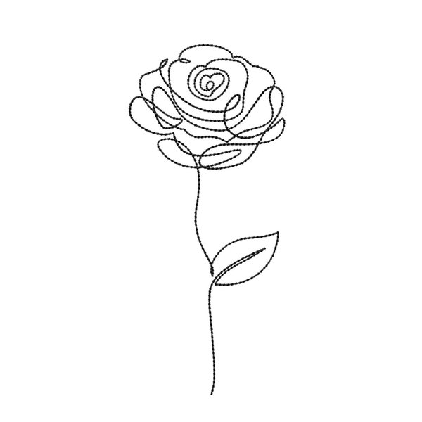 One Line Rose Machine Embroidery Design, 5 sizes, Instant Download