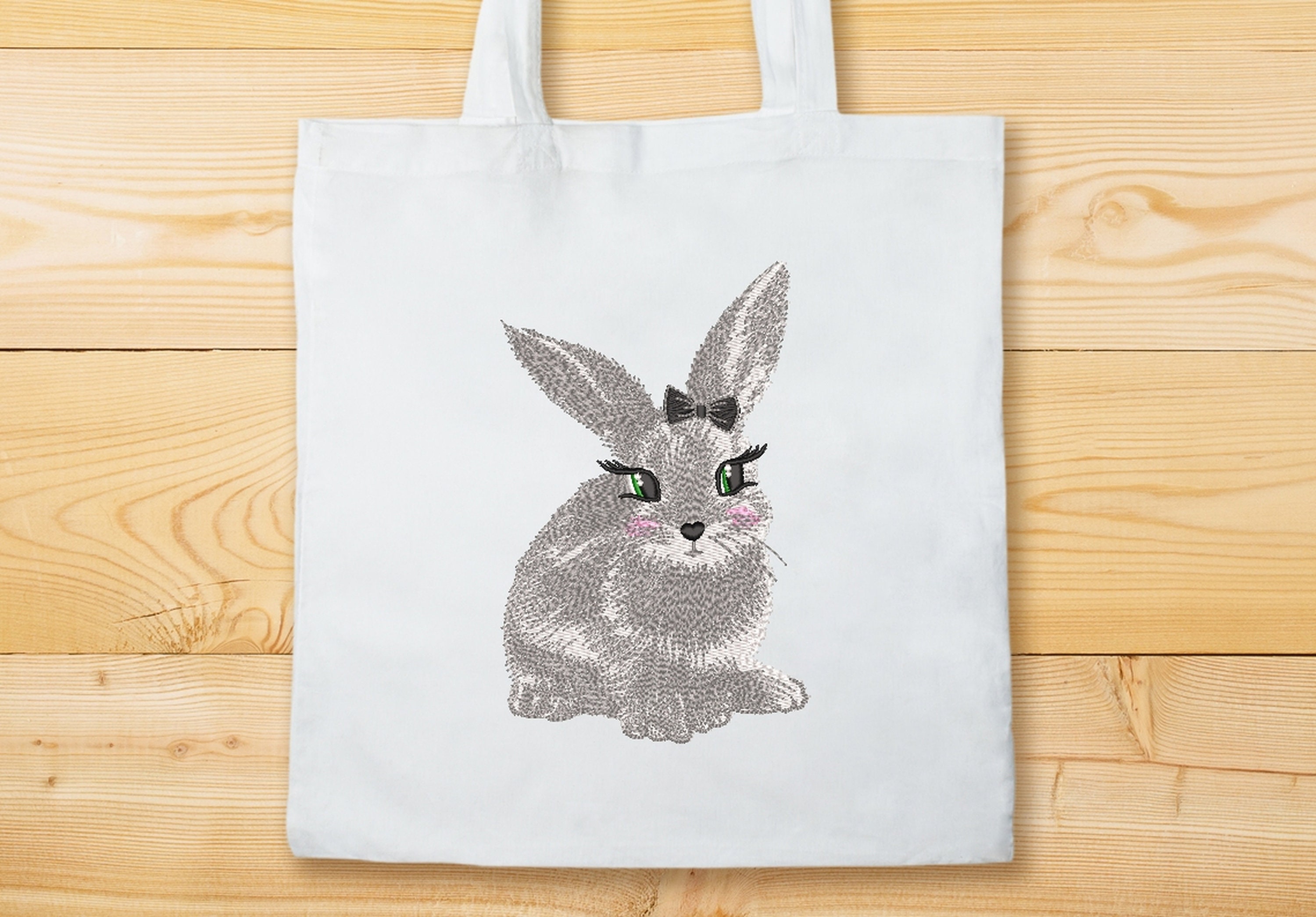 Cute bunny with a bow embroidery design easter embroidery  etsy